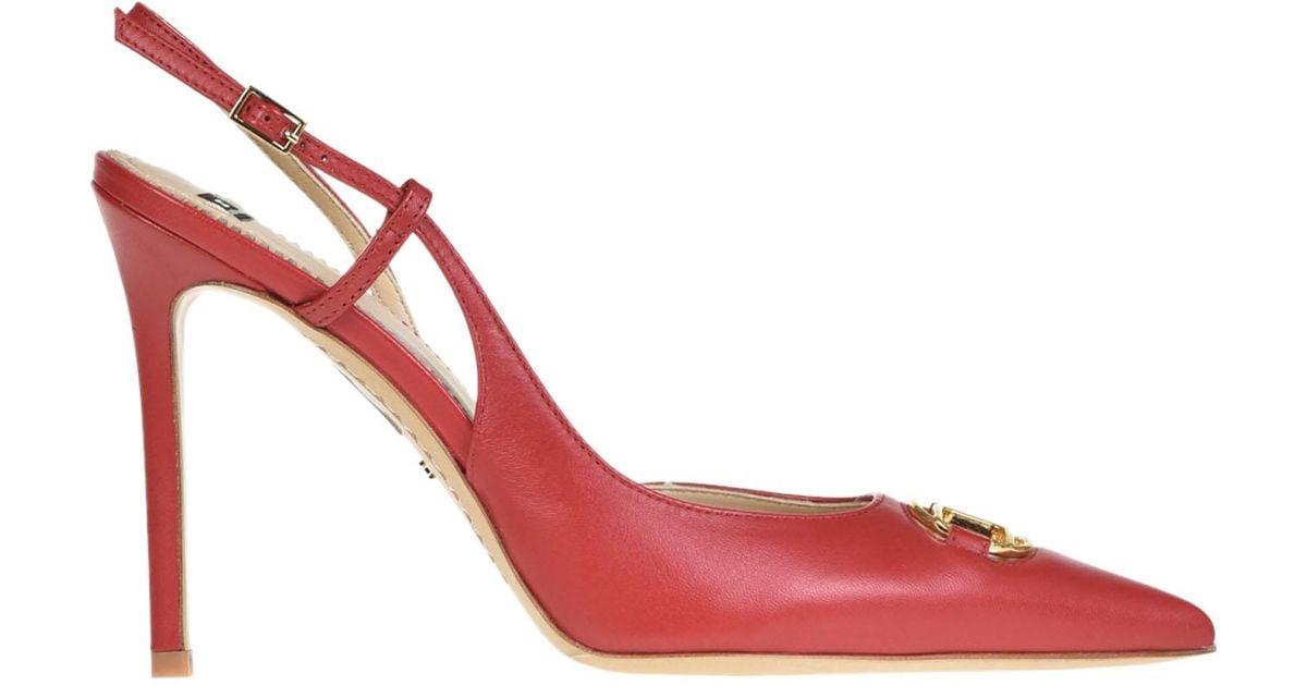 Elisabetta Franchi Leather Slingback Pumps in Red | Lyst