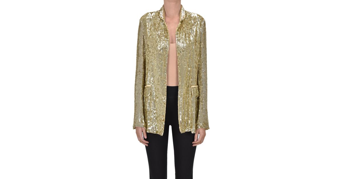 P.A.R.O.S.H. Sequined Blazer in Metallic | Lyst