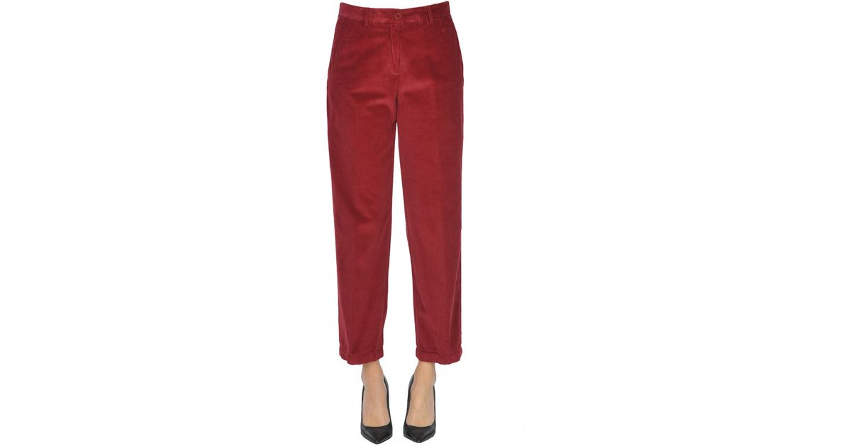 red corduroy trousers