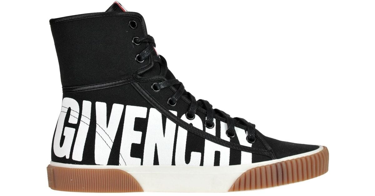 Givenchy Designer Logo High-top Canvas Sneakers in Black | Lyst