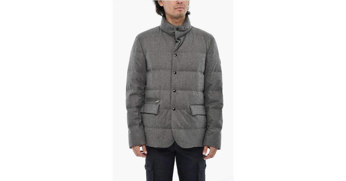 Woolrich Quilted Wool Luxe Down Jacket in Grey for Men | Lyst UK