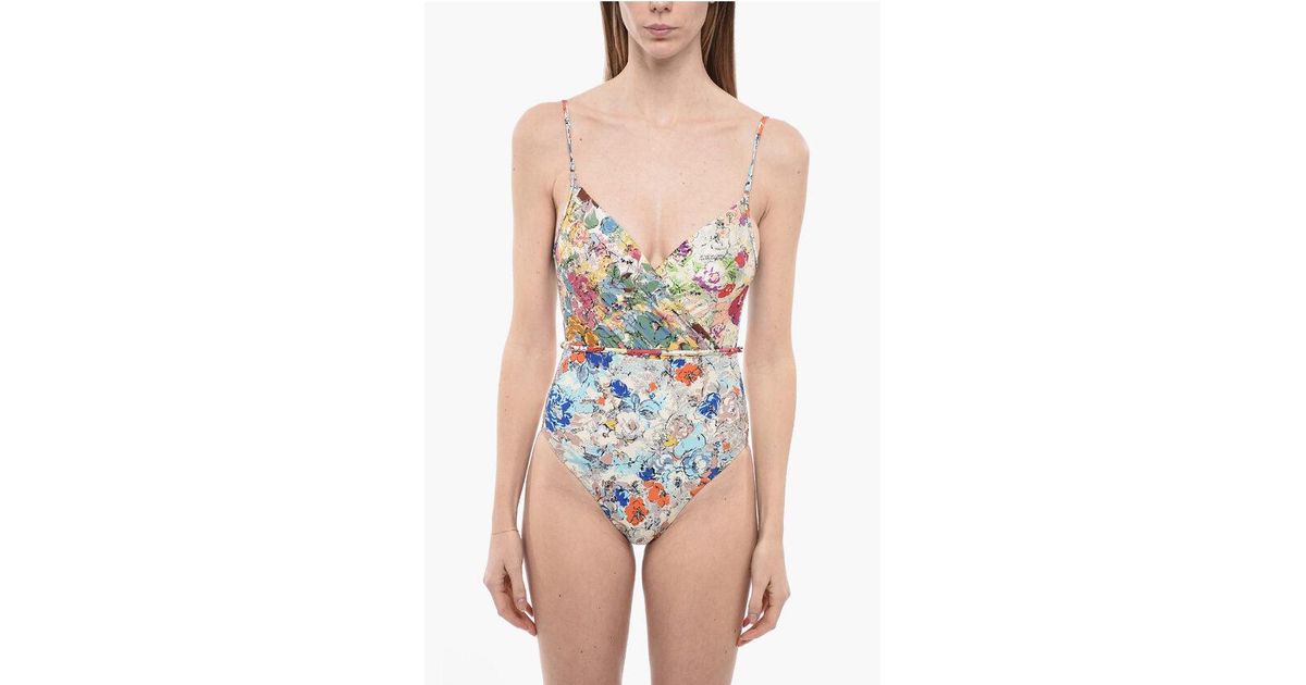 【ZIMMERMANN】clover wrap-effect floral-print swimsuit Zimmermann Floral-Motif CLOVER Wrap One-Piece Swimsuit women