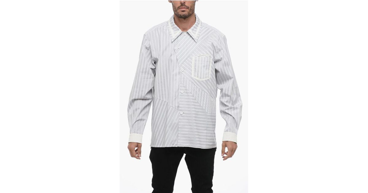 Kiko Kostadinov Striped Cotton Polin Aspasia Shirt in Grey