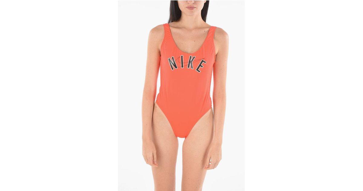 One-piece swimsuit with printed logo
