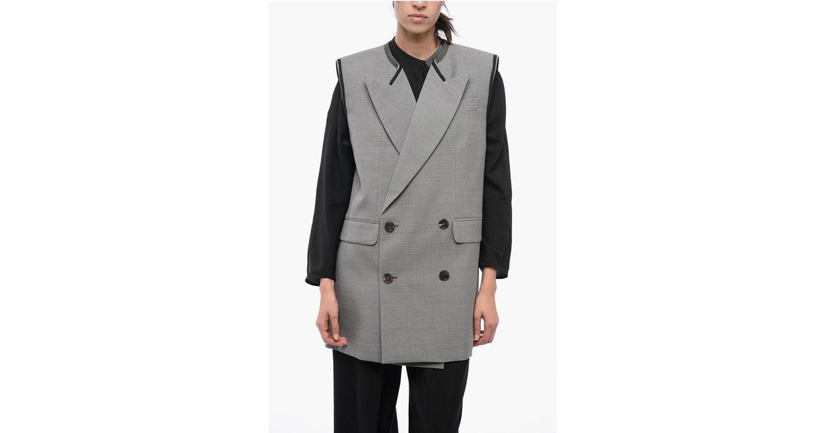 Alexander McQueen DoubleBreasted Oversized Wool Blazer With Peak Lapel