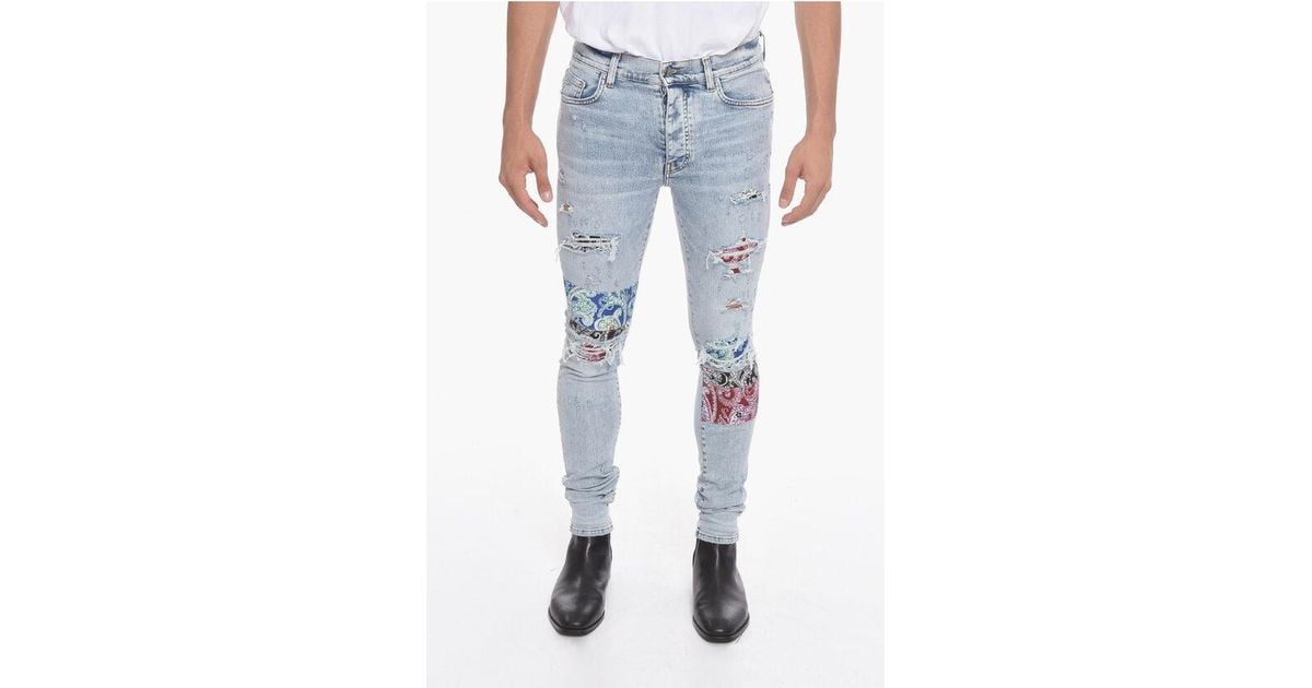 超希少 AMIRI Pajama Art Patch Skinny Jeans Amiri Pajama Art Patch Skinny Jeans - Size 34 - Light