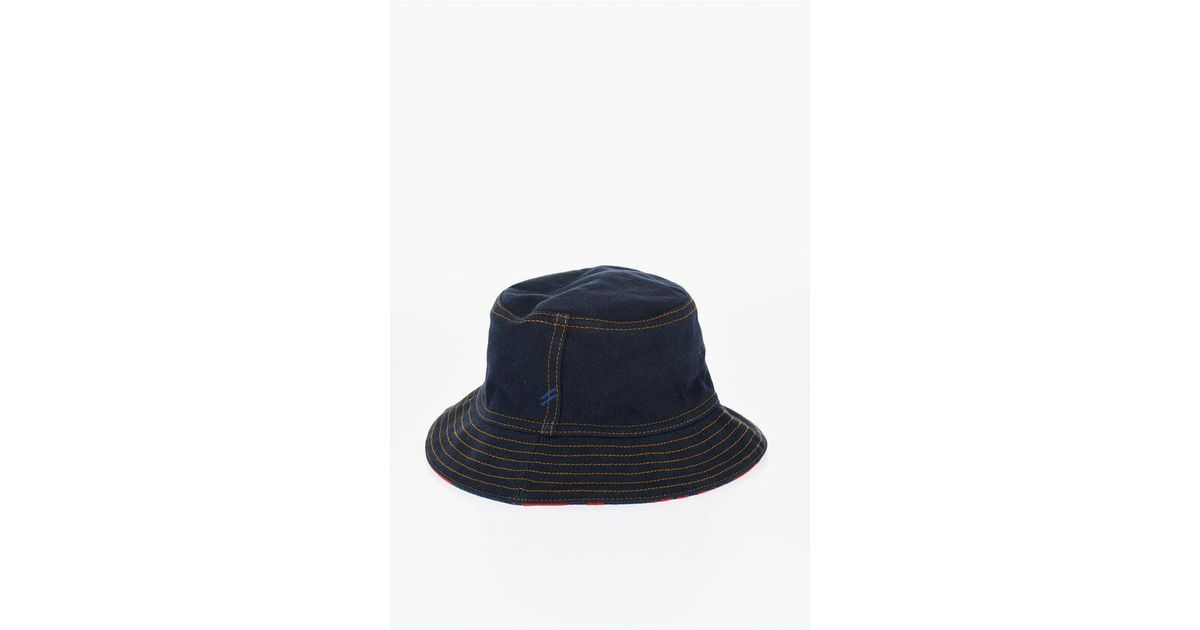Burberry Reversible Flocked Denim Bucket Hat in Blue | Lyst UK