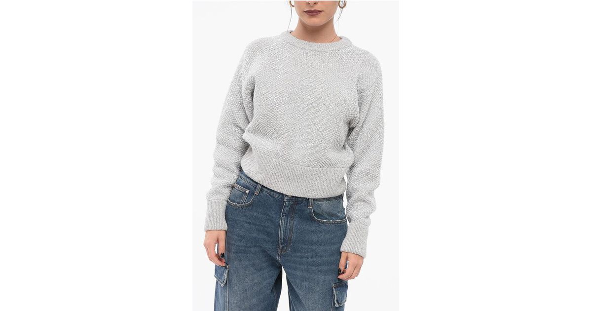 Stella McCartney Crew Neck Sequined Wool Sweater With Back Cut-Out