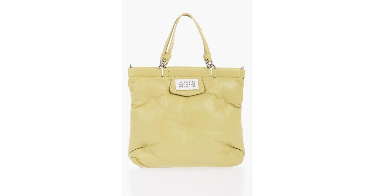 Maison Margiela Quilted Vegan Leather Handbag in Yellow