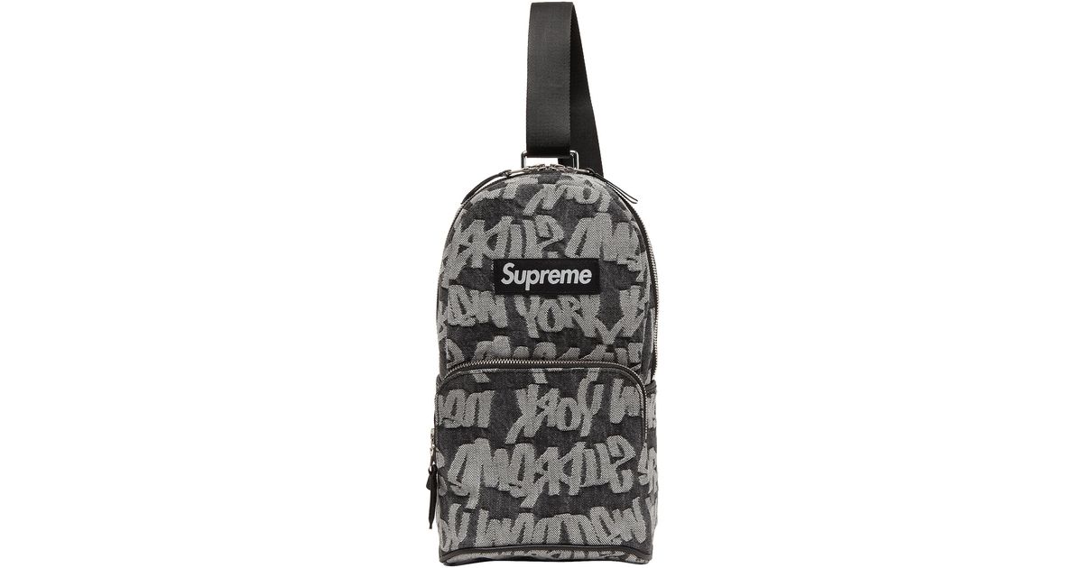 Supreme Men's Fat Tip Jacquard Denim Sling Bag 'black' Supreme Men's Fat Tip Jacquard Denim Sling Bag 'black'