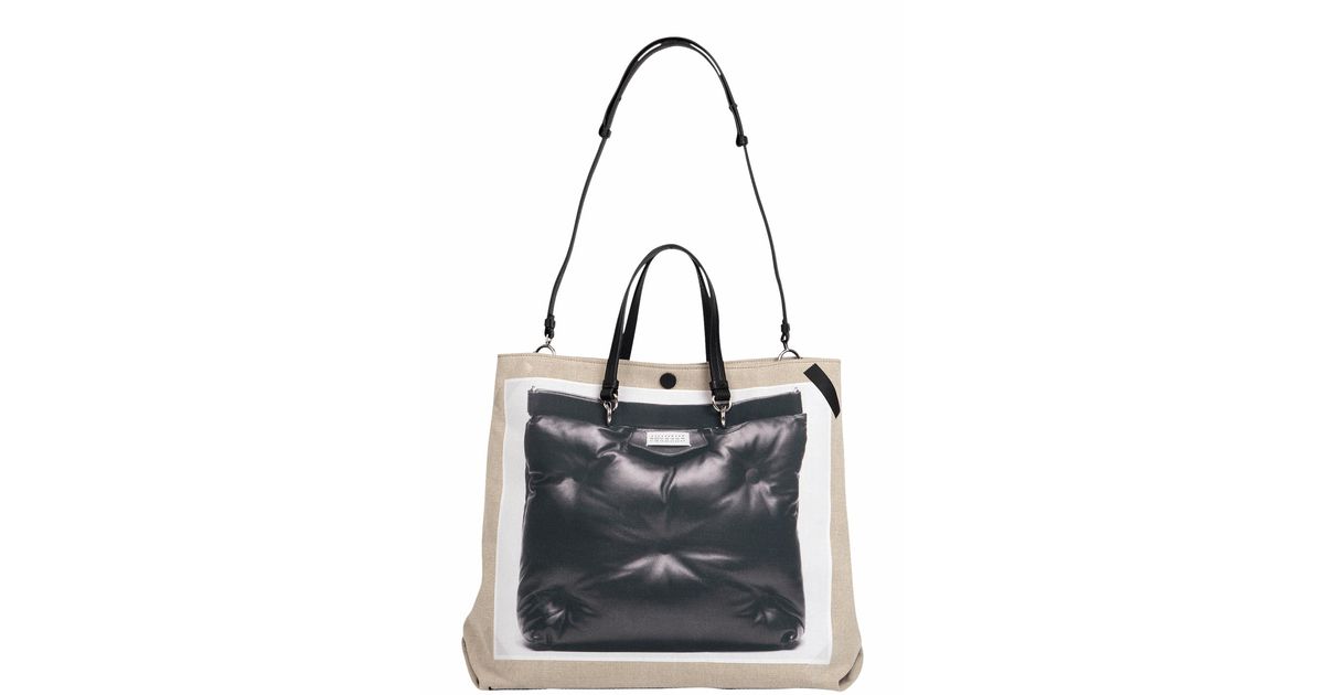 Maison Margiela Trompe L'oeil Glam Slam Tote Bag 'natural/black' | Lyst
