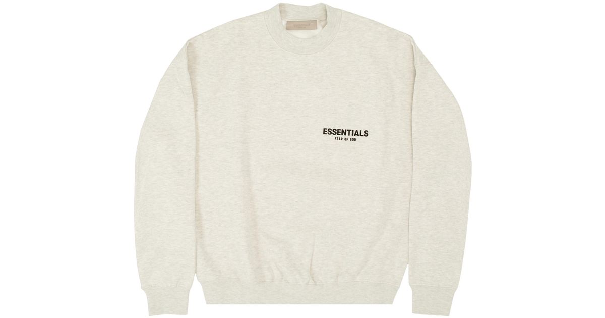 Fear of God ESSENTIALS Crewneck 'light Oatmeal' in White for Men | Lyst
