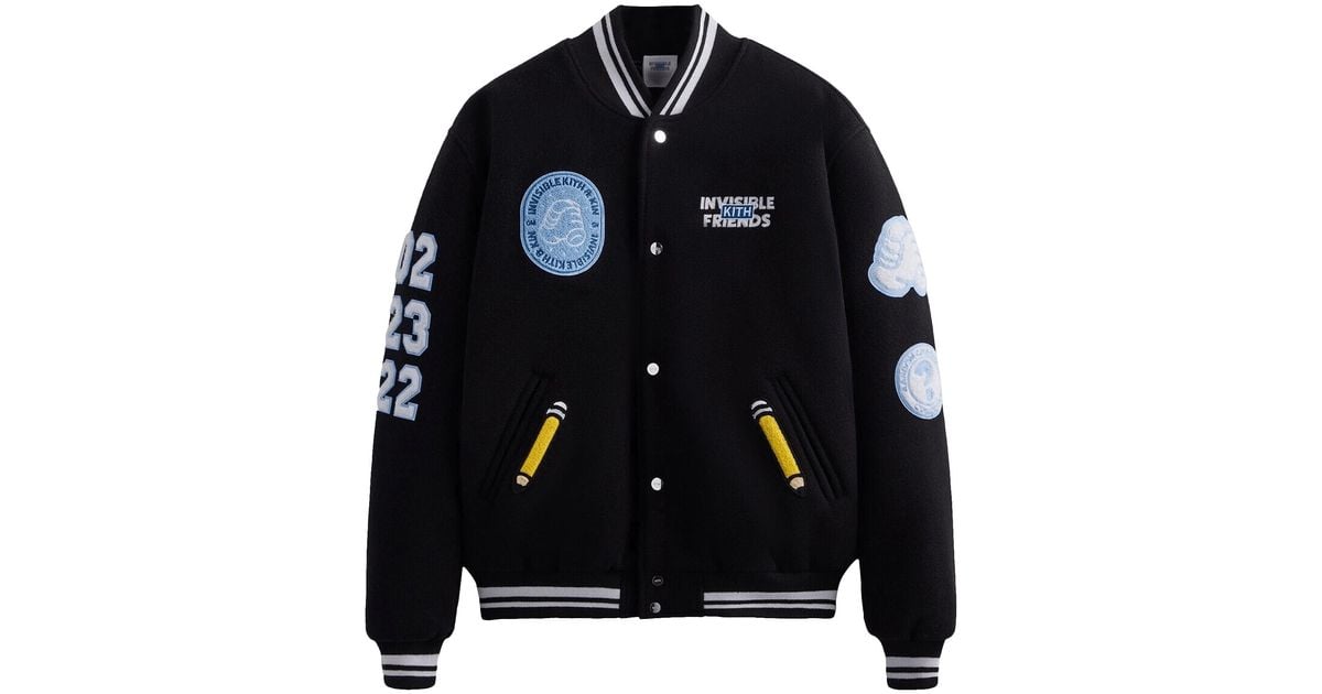 Kith X Invisible Friends Manteco Wool Varsity Jacket 'black' in Blue ...