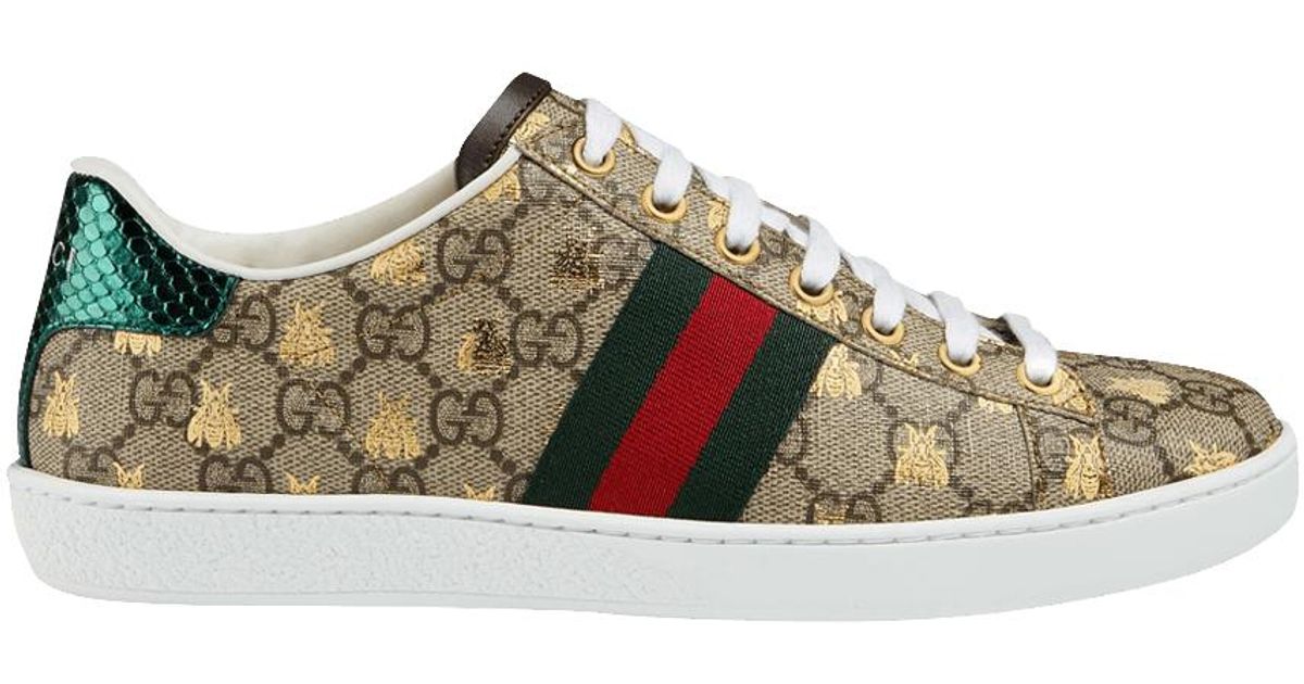 Gucci Ace GG Supreme 'bees' in Brown | Lyst