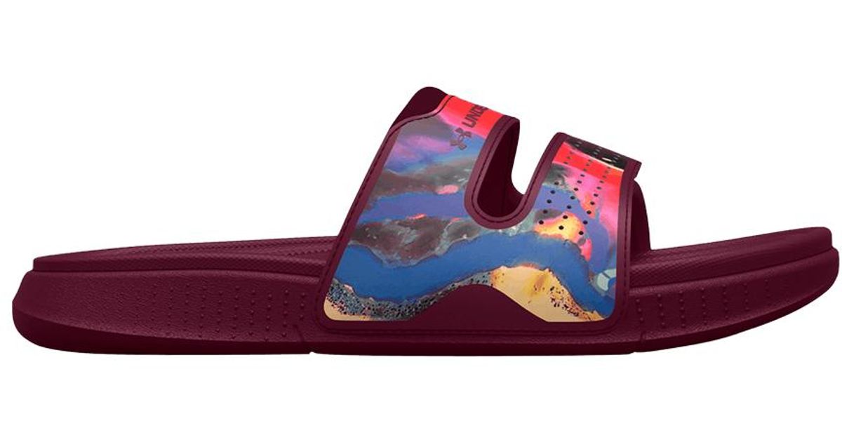 Under Armour Ansa Studio Slide 'graphic Bolt Red' Lyst