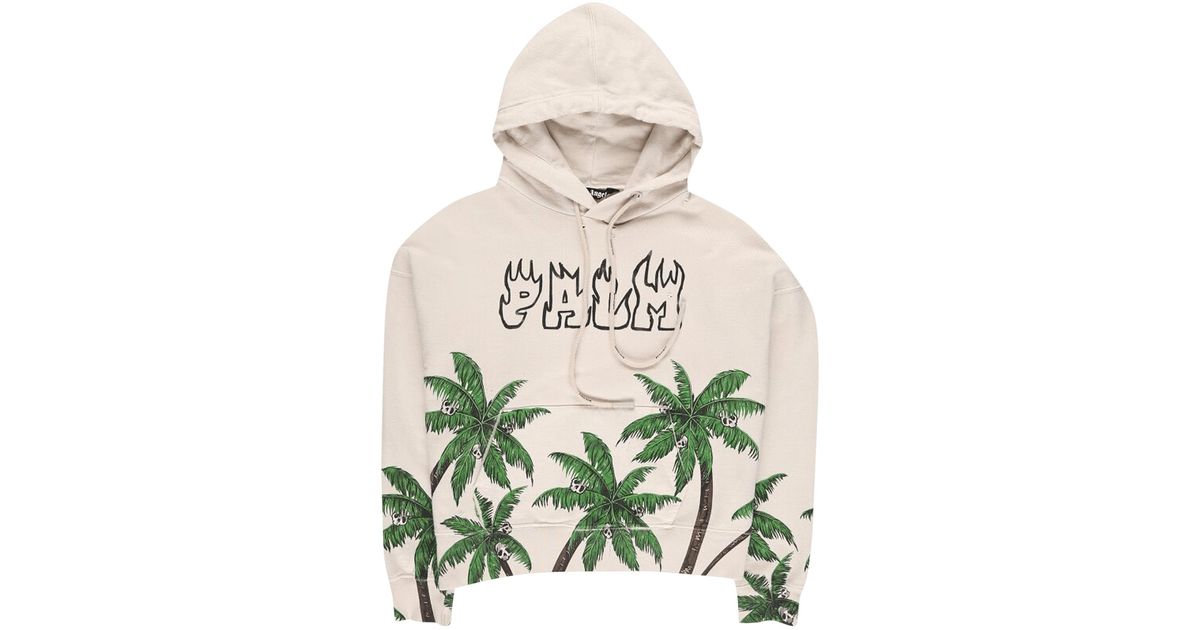 Palm Angels Palms And Skull Vintage Hoodie 'white' in Green for Men | Lyst