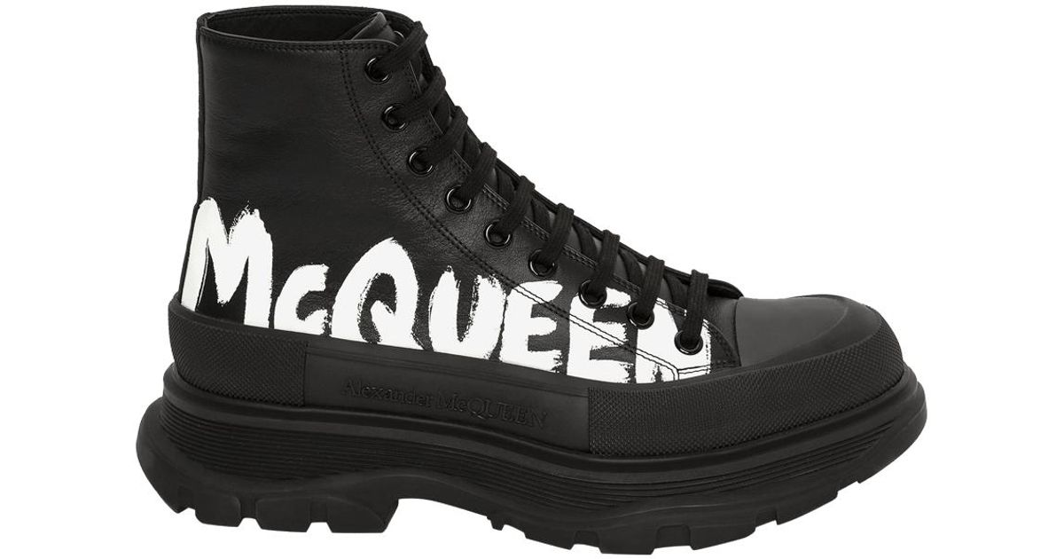 Alexander McQueen Tread Slick Boot 'graffiti Logo - Black' for Men | Lyst