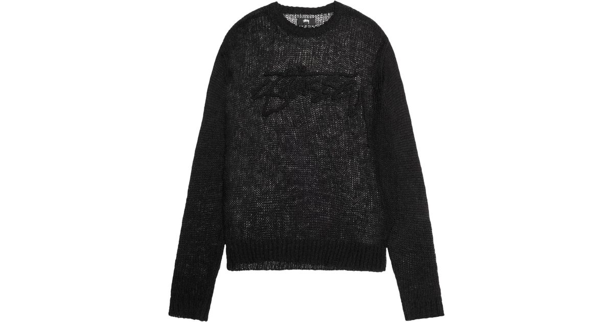 Stussy Men's Loose Knit Logo Sweater 'black'