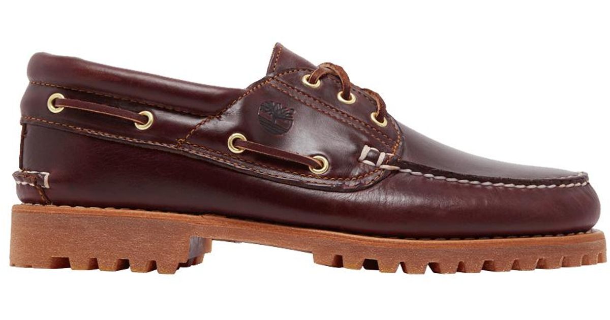 Timberland Authentic 3-eye Handsewn Boat Boot 'brown' in Red for Men | Lyst