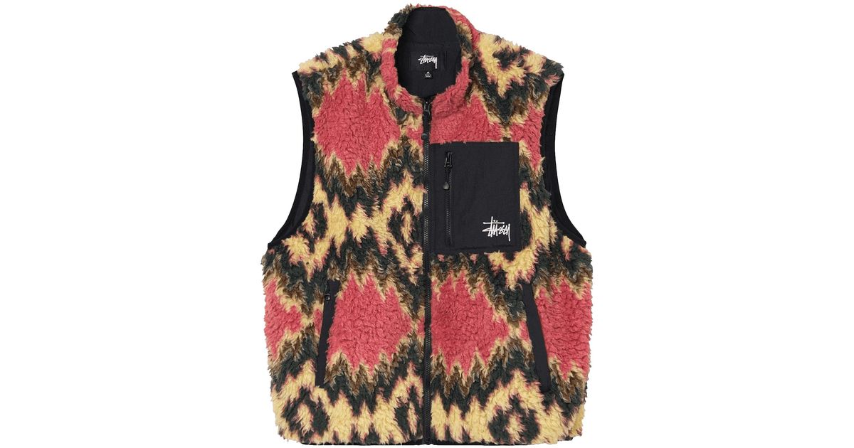 Stussy Fillmore Sherpa Vest 'mustard' in Red for Men | Lyst