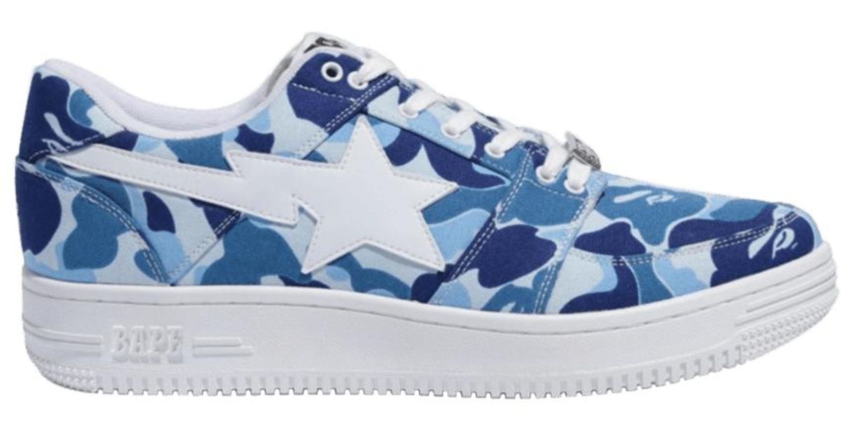 a bathing ape bape sta low white abc camo blue