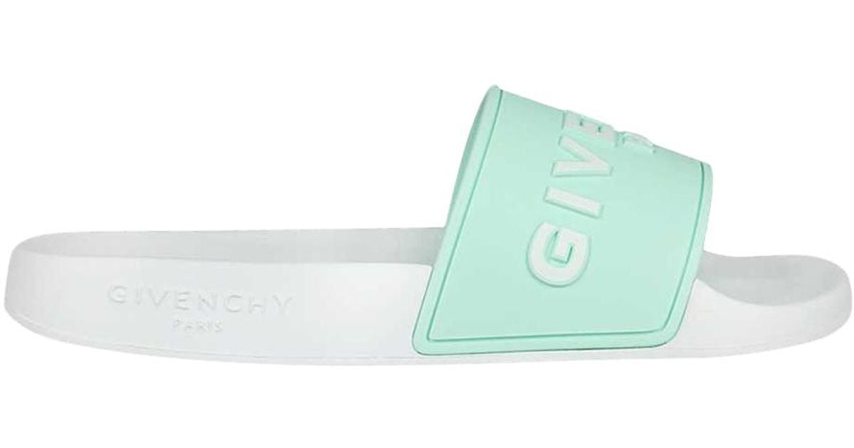 Givenchy Logo Slide 'white Aqua Green' | Lyst