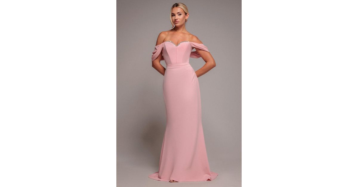 Goddiva Off The Shoulder Draped Sleeve Maxi Dress - Black main image 0