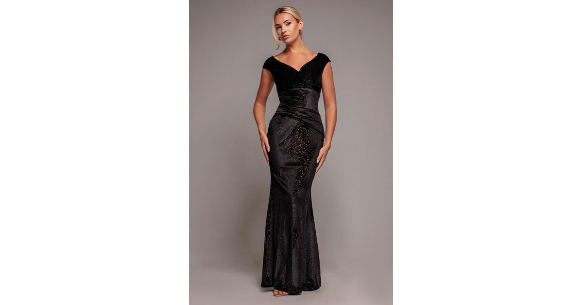 slim fit dress slacks Goddiva – Glitter Multi Way Maxi Dress – Black – Black
