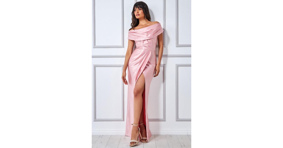 Goddiva Cowl Neck Satin Maxi Dress With Strappy Back