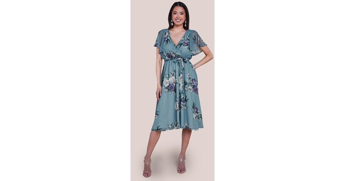 Goddiva floral flutter midi dress best sale