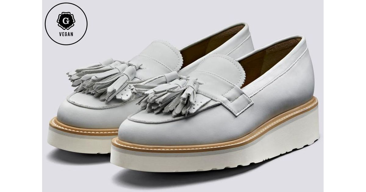 Grenson Leather Clara Vegan Loafers in White - Lyst
