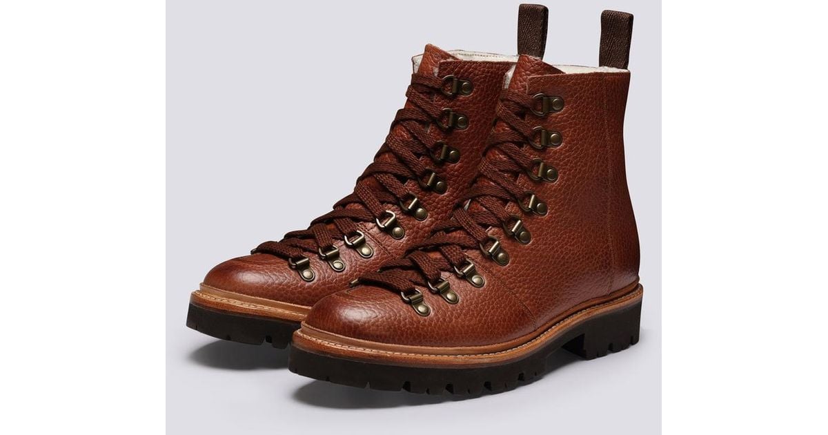 Grenson Leather Nanette Hiker Boots In Tan Natural Grain in Brown - Lyst