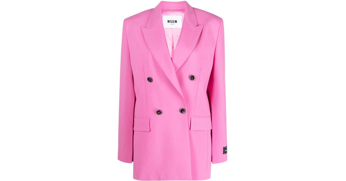 MSGM Peak lapels Double breasted Blazer in Pink Lyst UK