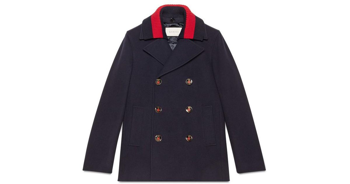 gucci wool coat with web