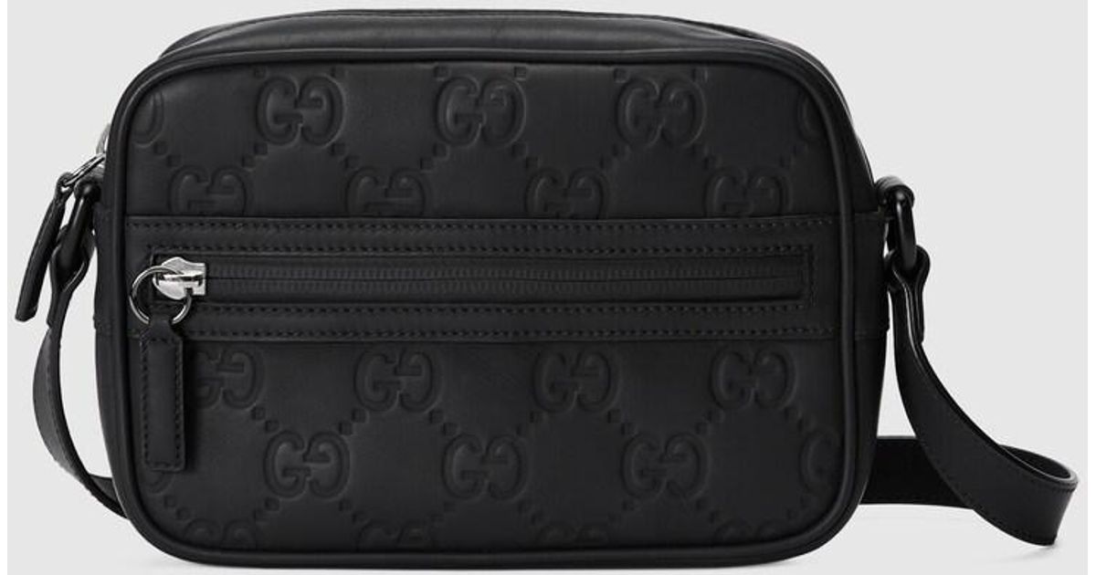 Gucci GG Rubber-effect Mini Shoulder Bag in Black for Men | Lyst