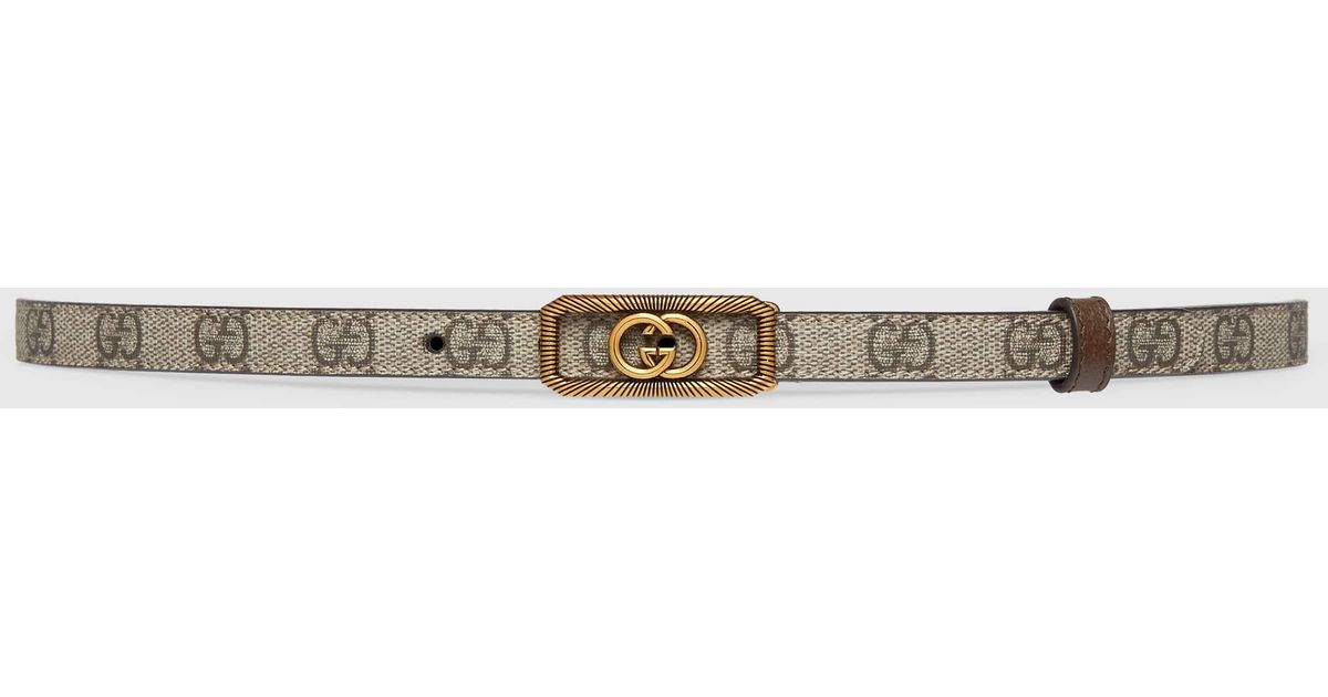 Gucci Thin Belt With Interlocking G Buckle in Natural Lyst