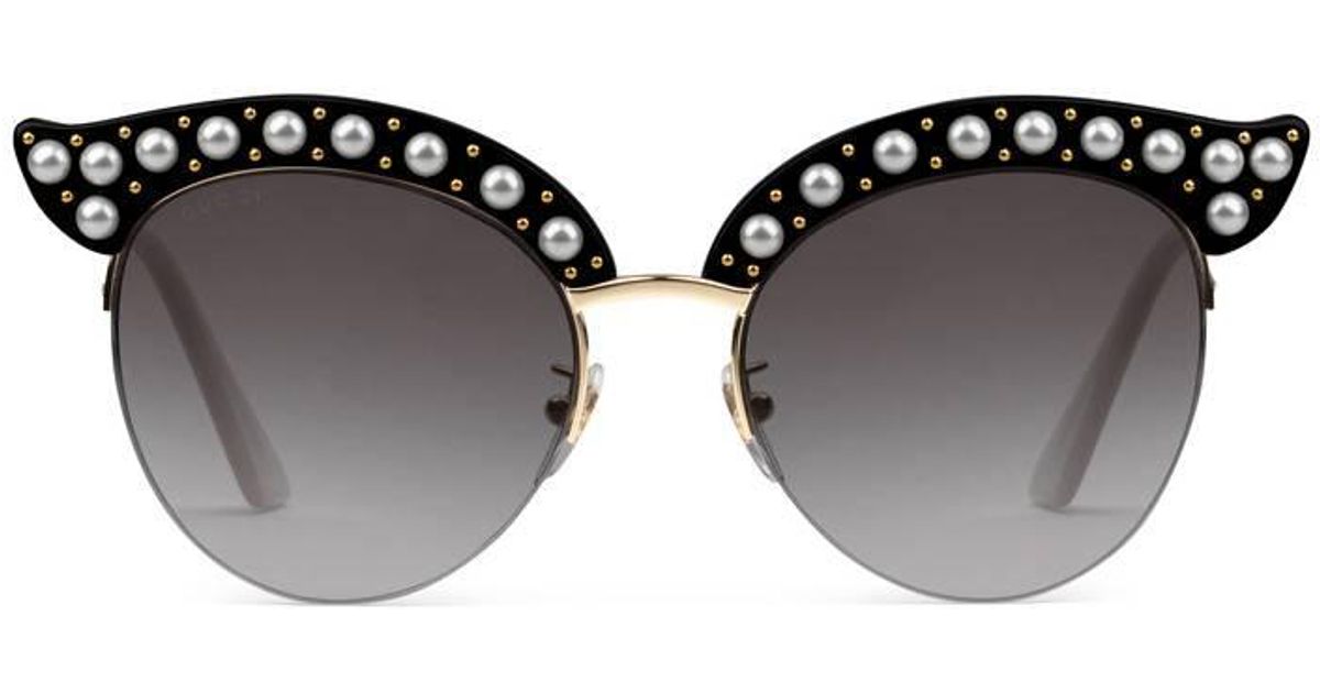 Lunettes De Soleil œil De Chat En Acetate Avec Perles Velours Gucci En Coloris Noir Lyst Lunettes De Soleil œil De Chat En Acetate Avec Perles Velours Gucci En Coloris Noir Lyst
