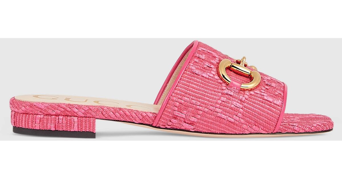Gucci Horsebit Slide Sandal in Pink Lyst