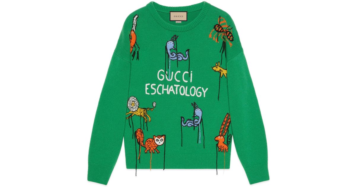 Gucci Freya Hartas Animal Wool Jumper in Green for Men Lyst Canada