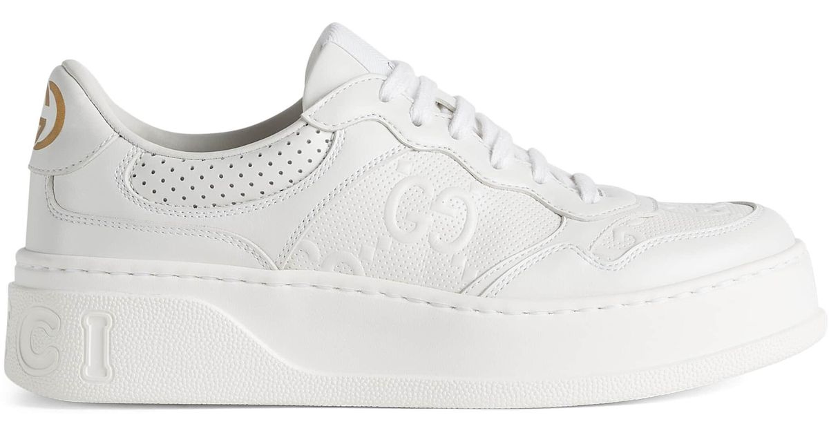 Gucci Leather GG Embossed Sneaker in White Lyst UK