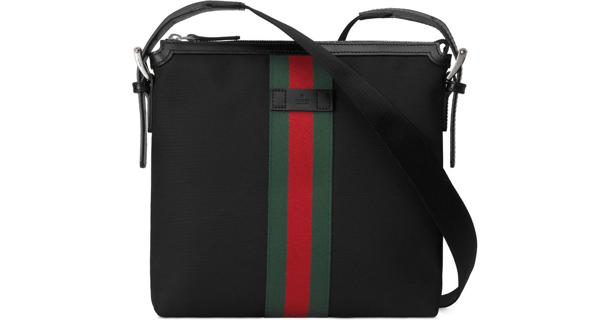 gucci canvas messenger bag black