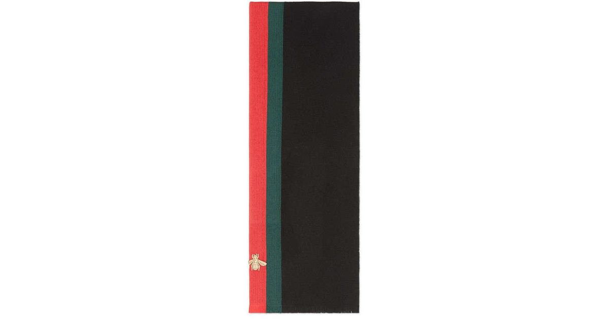 gucci wool cashmere scarf with web