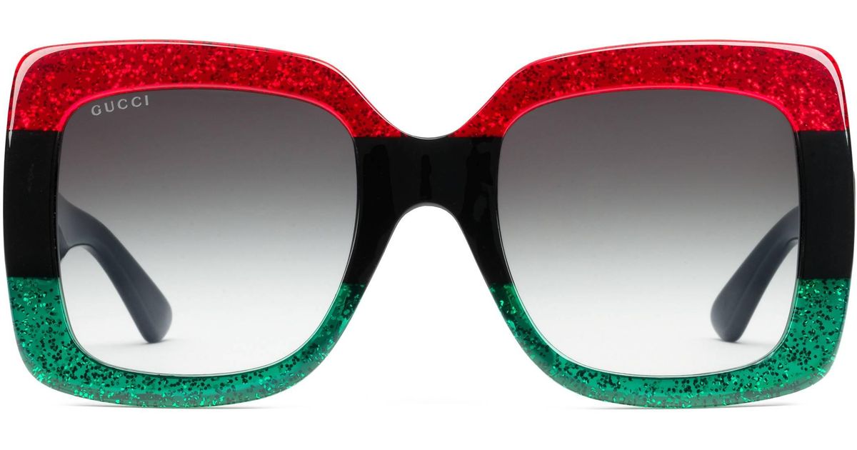 Gucci Velvet Square-frame Acetate Sunglasses in Green - Lyst