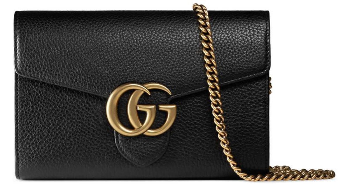 gg marmont leather mini chain bag red