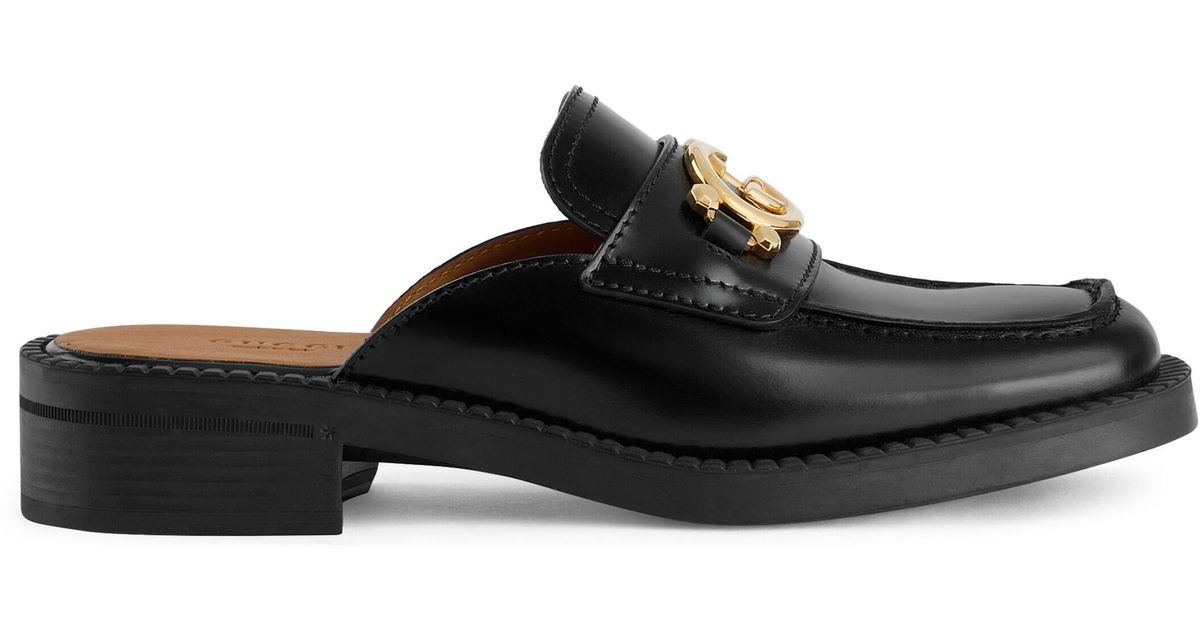 Gucci Leather Slipper With Interlocking G in Black Lyst Canada