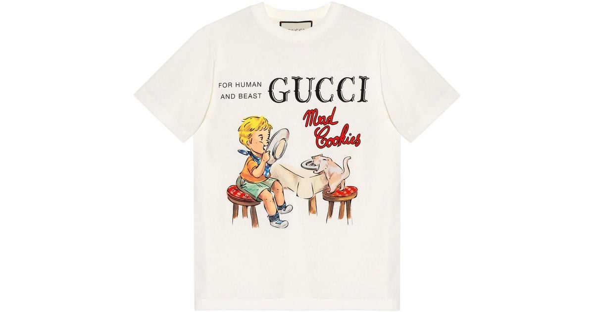 Gucci 'mad Cookies' Print T-shirt in White | Lyst