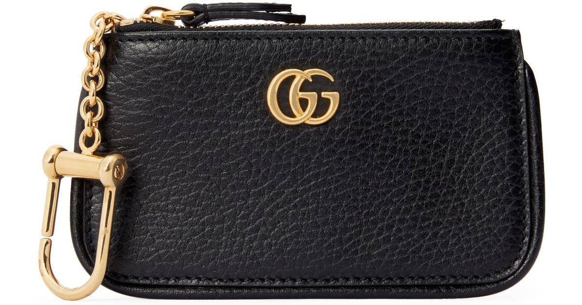 Gucci Leather GG Marmont Keychain Pouch in Black Lyst