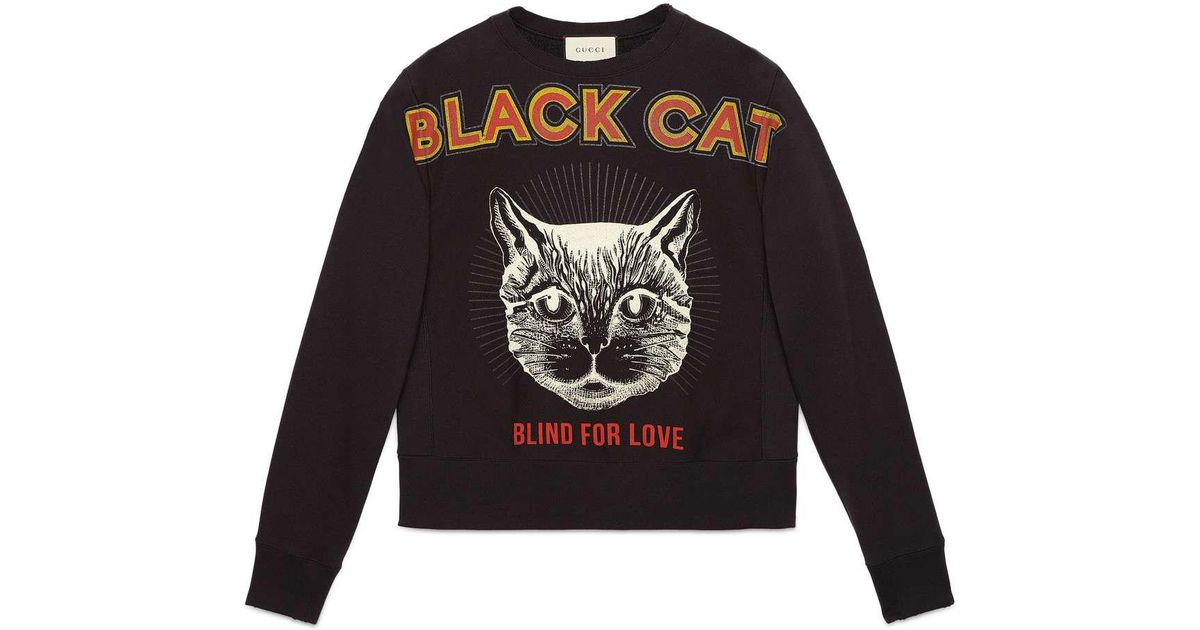 Maak een sneeuwpop Gang compromis Gucci Cotton Sweatshirt With Black Cat Print for Men | Lyst