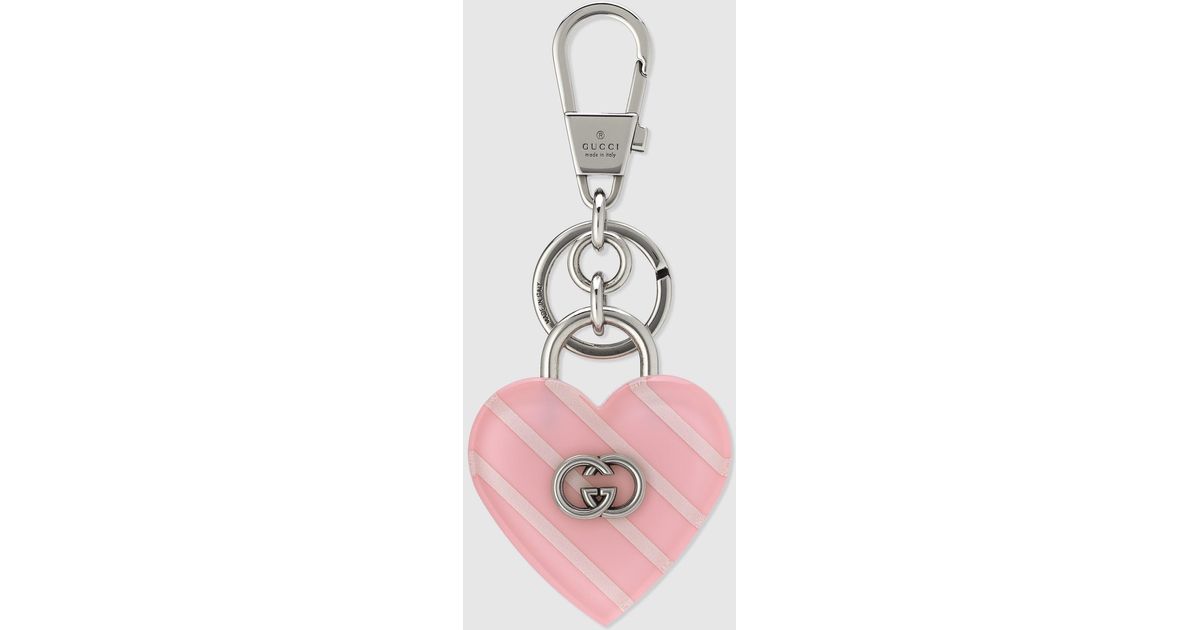 Gucci Interlocking G Heartshaped Keychain in Pink Lyst