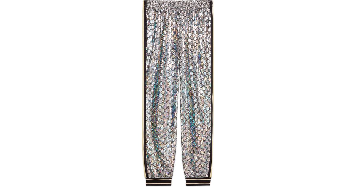 laminated sparkling gg jersey jogging pant